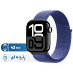 ساعت هوشمند اپل مدل Series 10 42mm Aluminum بند پارچهای، محاسبه کالری، سنسور اکسیژن خون، شمارنده ضربان قلب، پشتیبانی از Siri، امکان شخصی سازی واچ فیس، ضد آب