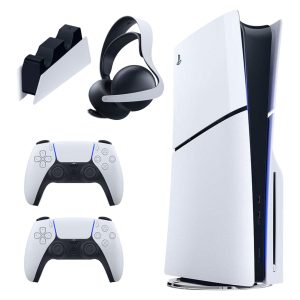 کنسول بازی سونی مدل PlayStation 5 Slim ظرفیت یک ترابایت ریجن 2016A اروپا به همراه دسته اضافی و پایه شارژر و هدست Elite